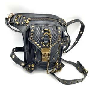 Punk Gothic Crossbody Messenger Belt Chest bag Men Women Backpack